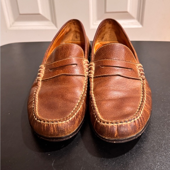 Martin Dingman Two-Tone Brown & Tan Leather Penny Loafers Bill Water Buffalo Penny Loafers - Walnut | Martin Dingman main image 3